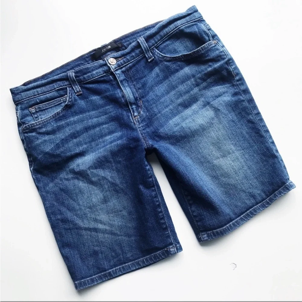 Joe’s Dark Wash Blue Jeans Thea Denim Bermuda Roll Leg Shorts